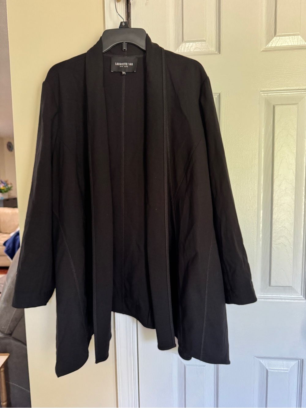 Lafayette 148 New York Black Casual Blazer Pockets women’s 16W Open Front EUC - Picture 2 of 6